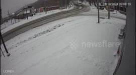 A truck lost control on the icy roads in Shenandoah, PA, USA