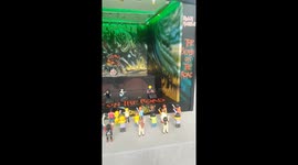 Iron Maiden concert diorama with playmobil figourines and authentic Maiden music.