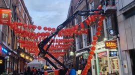 Preparations for Chinese New Year begin in London as lantern display is refreshed