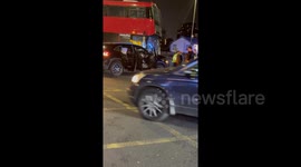Collision involving bus brings traffic to standstill in Wembley