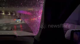 Streets submerged under heavy rainfall in Lufkin, Texas