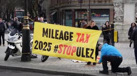 Anti Ulez protest at Trafalgar Square. One year anniversary of their protests