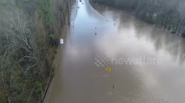 Drone Video Reveals Hazardous Flooding in Magnolia, TX, USA