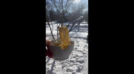 Frozen noodle fun: chilling experiments in Novi, Michigan's cold weather