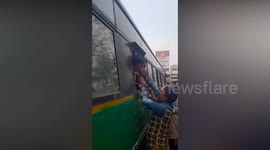 Passenger with head stuck in bus window rescued in India