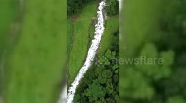 Acid Spill Covers River In Thick Foam in Catarina, Brazil