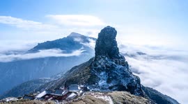 Mount Fanjing Peak Snow Scenery in Tongren, China