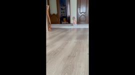 Little Toddler has a unique way of crawling around in the house