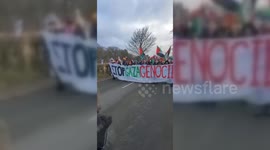 Palestine Protesters Blockade British Drone Factory in Shenstone, UK