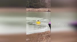 Dog rescued from icy lake in Missouri