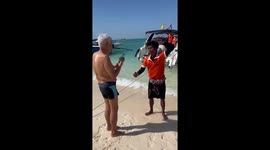 Boat captain hilariously demonstrates how tourist should wear life jacket