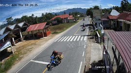 Losing control of car and crashing into motorbike caught on CCTV