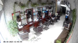 A barber is almost hit by the collapsed Plaster Ceiling