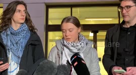 “Who are our laws meant to protect?” Greta Thunberg gives a statement outside Westminster Magistrates Court