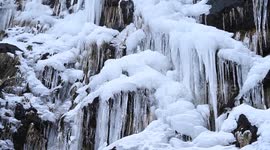 Icefall On A Cliff at Mount Fanjing in Tongren, China