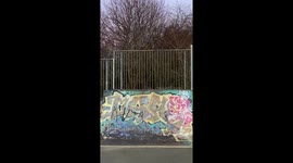 skateboarder doing a trick on a graffiti’d ramp at sunset. if you’d like more detail - the name of the trick is a backside smith, the skater is James Midgley (myself) and he’s wearing a new season Stussy jumper with some Dickies trousers