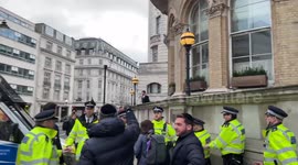 Kicking off Palestine Protester hecklers clash with pro Israel Protesters