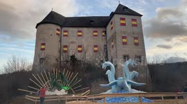 Dragon-themed light show at Austrian medieval castle