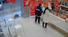 Driver smashes brand-new car through tea shop, narrowly avoids customers