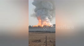 Smoke rises from the scene of a deadly illegal firecracker factory explosion 11 died many injured in central India
