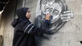 Palestinian woman depicts hardship of locals in Gaza with artwork