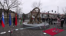 Replica of Hallerstein-designed armillary sphere set up in Slovenia