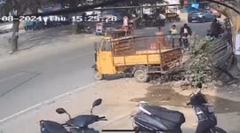 An 8-yr old boy run over by a DCM lorry, which was parked in negligent manner,accident captured  near CCTV camera in house