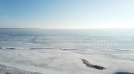 Hazardous Ice Conditions on Lake Winnebago in Harrison, WI, USA