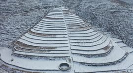 Snow-covered Terrace Fields in Zaozhuang, China