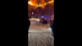 Massive fire engulfs residential building on Chernyakhovsky street in Moscow, Russia