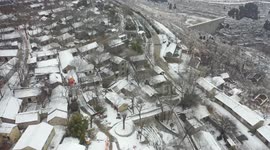 Houses Covered with Snow in Zaozhuang, China