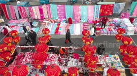 Farmers Shop at the Lunar Year Goods Fair in Zaozhuang, China