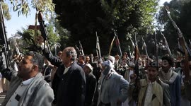 Yemen armed Rally in Sana'a In the growing midst of a tense situation in the Red Sea and U.S. led airstrikes against Houthi targets
