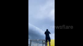 Thrilling close encounter: Blue Angels' sneak pass at Mach .95 captured overhead