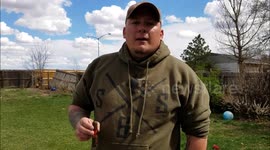 Pocket Cannon destroys balloons