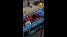 George Galloway campaigns from empty open-top bus