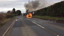 Young mum escapes horror blaze after car bursts into flames on country road