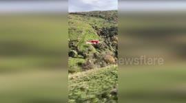 Helicopter Rescue Mission in Sclafani Bagni to Save Stranded Cow