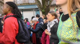 Greta thunberg  at a climat protest in bordeaux against oil wells