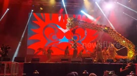 A spectacular laser show and pyrotechnics ends Chinese New Year celebrations in Trafalgar Square