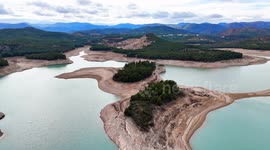 reservoir with little water due to little rain activity in Spain