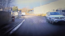 Driving up fallside road in uddingston just outside of Glasgow. Noticed the cyclist up ahead but did not expect the van to perform a over take of the cyclist on a blind summit angled bridge! Surprised no contact was made between the cyclist and van or van