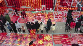 People Shopping for Spring Festival Goods at The Xuzhuang market in Zaozhuang, China