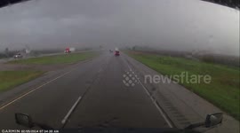 Semi-Truck Blown Over By Wind