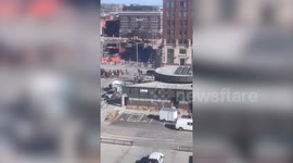 Super Bowl parade: Videos shows police vehicles driving towards Kansas City Union station