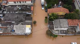 Night rainfall causes flooding in the city of Itapevi in Sao Paulo, Brazil