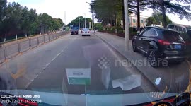 A traffic accident unfolded as two vehicles collided in Guangdong, China