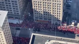 Aerial Footage of Kansas City Chiefs Parade Where Shooting Incident Took Place