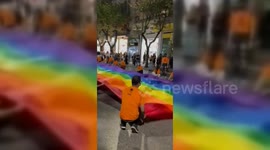 Rainbow flags paraded through Athens as Greece legalises same-sex marriage