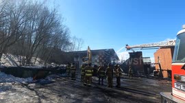 Building fire with Collapse Moser Sanitation, Mount Carmel, Pennsylvania